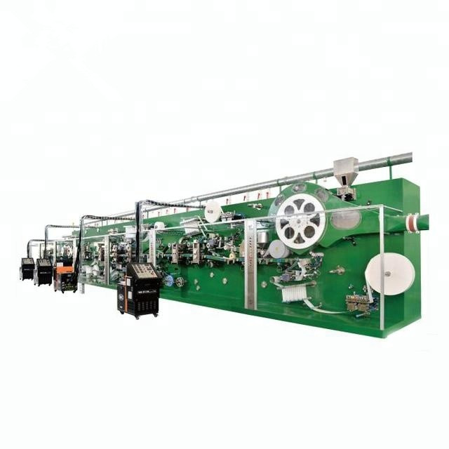 Línea de máquina de producción de almohadillas de servilletas sanitarias de materias primas 